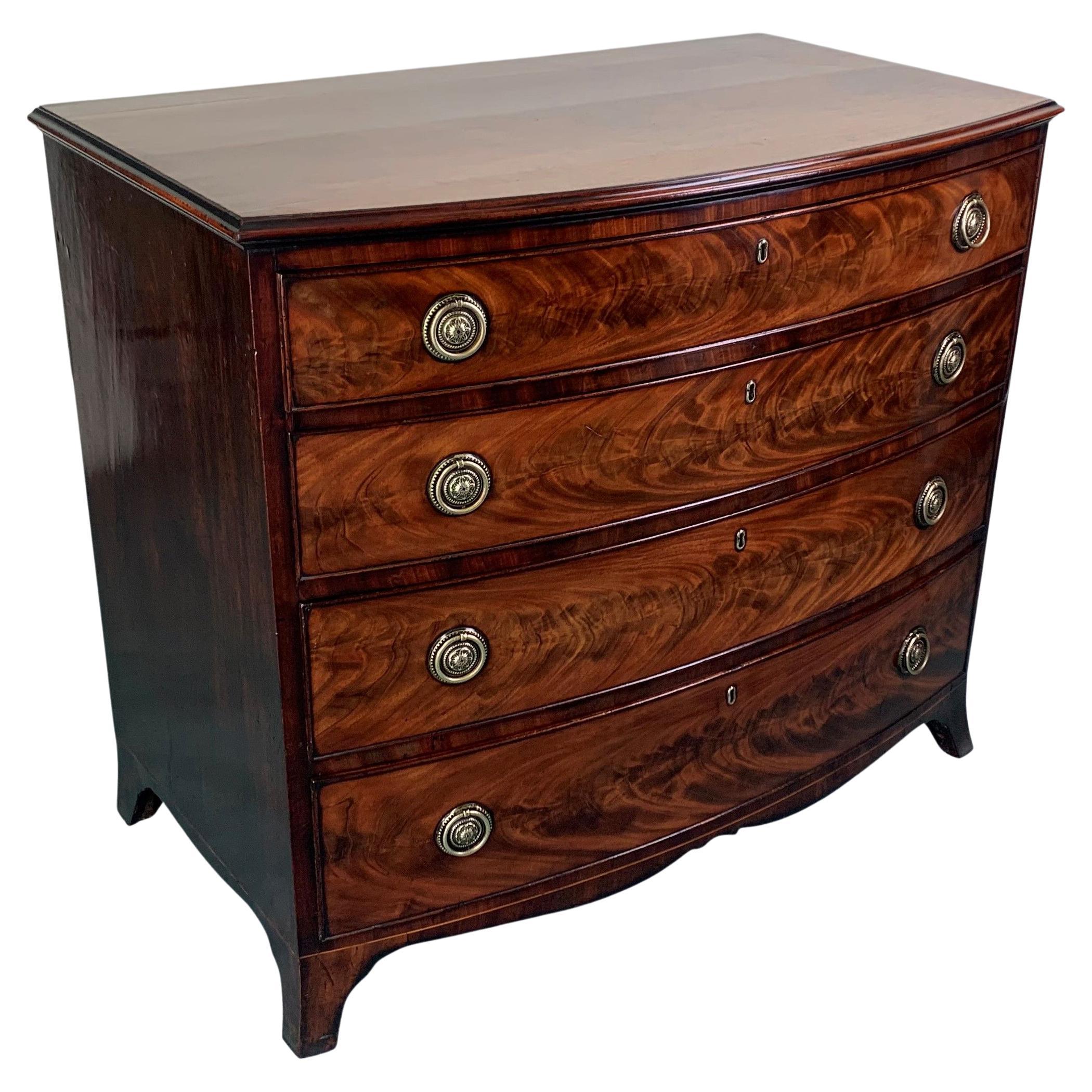 Bow Front Mahogany Chest of Drawers For Sale