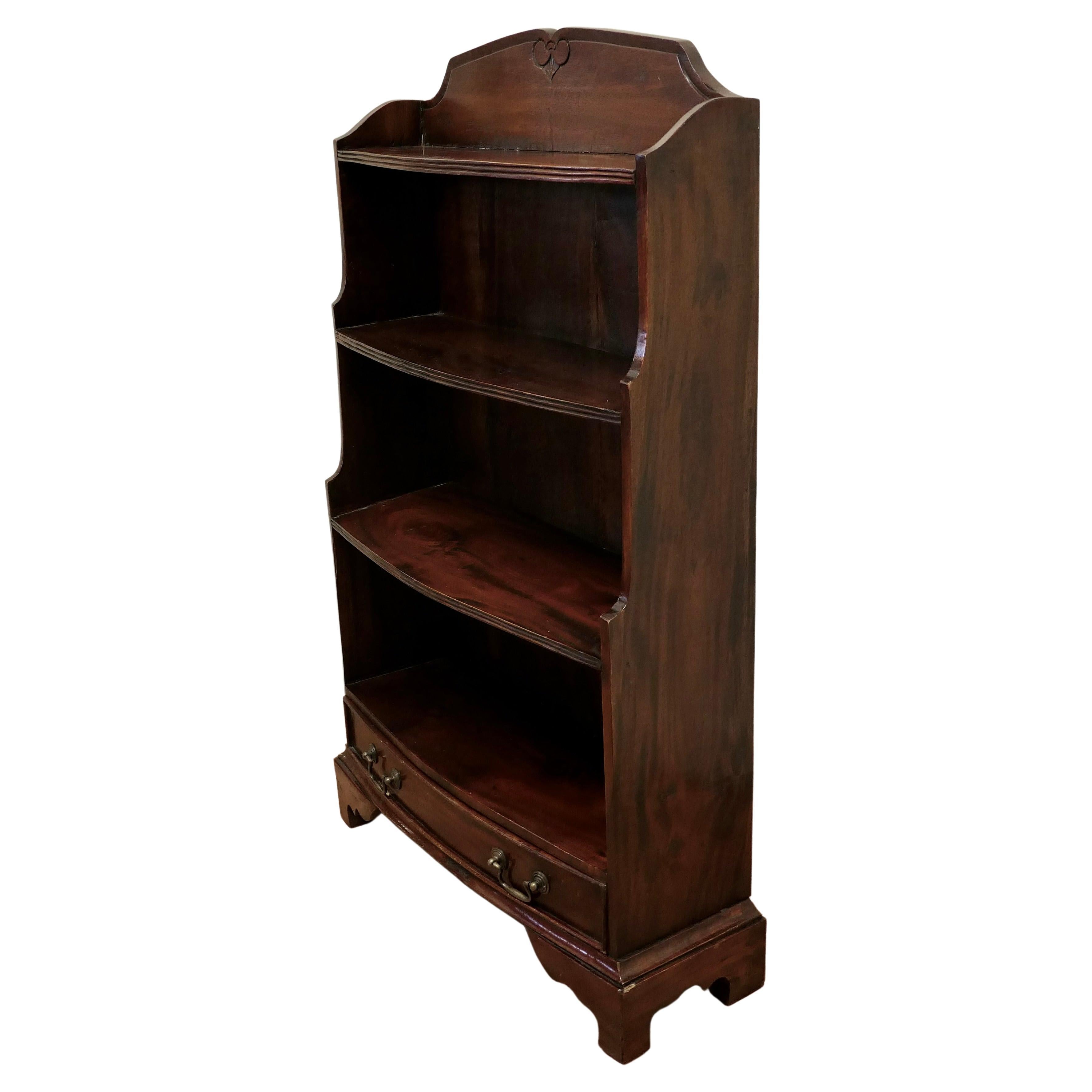 Bow Front Open Bookcase with Drawer For Sale