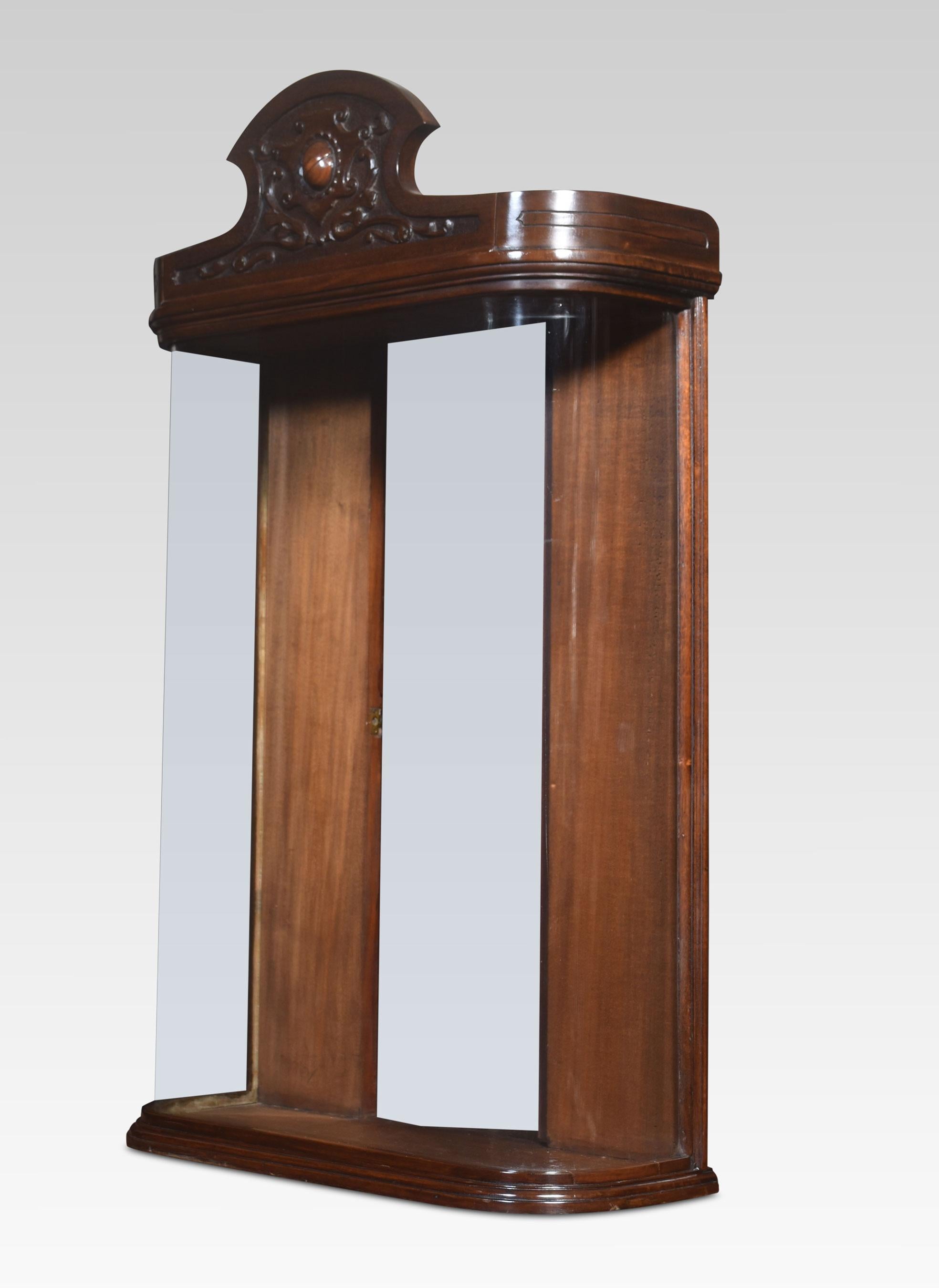 Walnut Bow fronted display cabinet For Sale