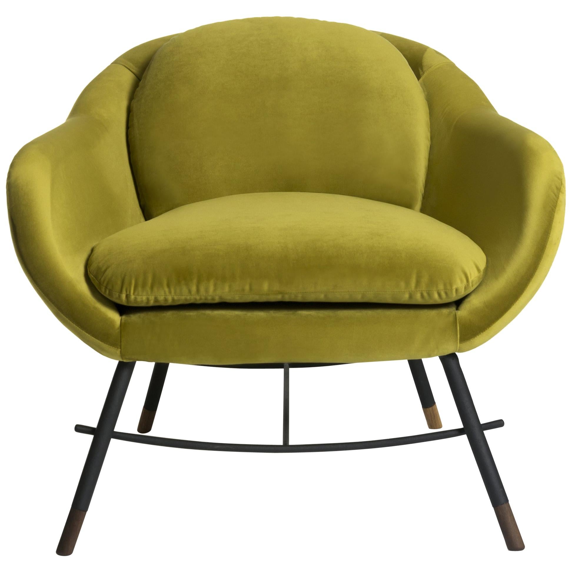 Bow Low Armchair in Velvet by Mool For Sale