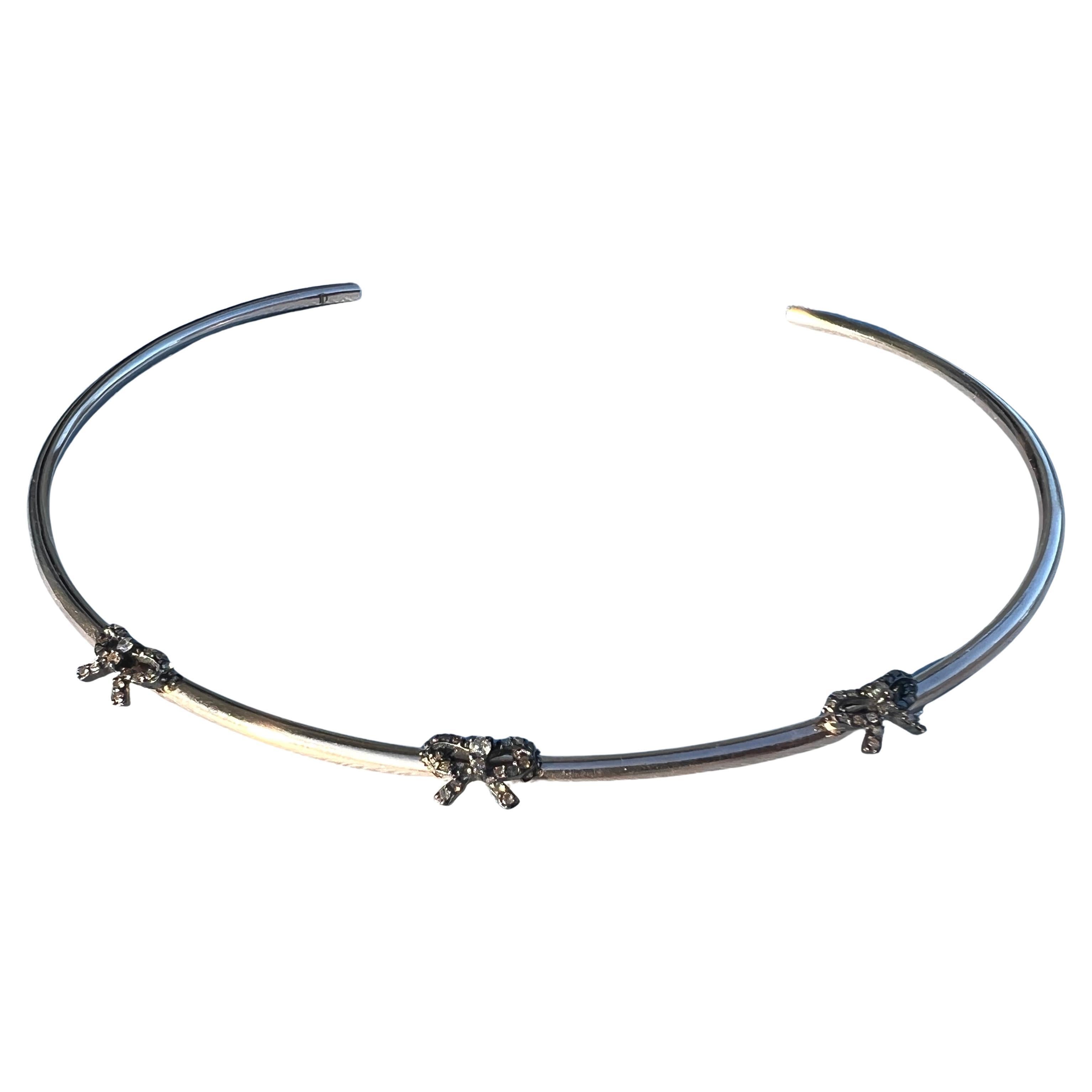 Taglio singolo Collana a fiocco Collana Bangle Diamante Stile Vittoriano in vendita