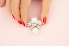 Bow Brooch with Diamonds and South Sea Pearl Design by Ella Gafter