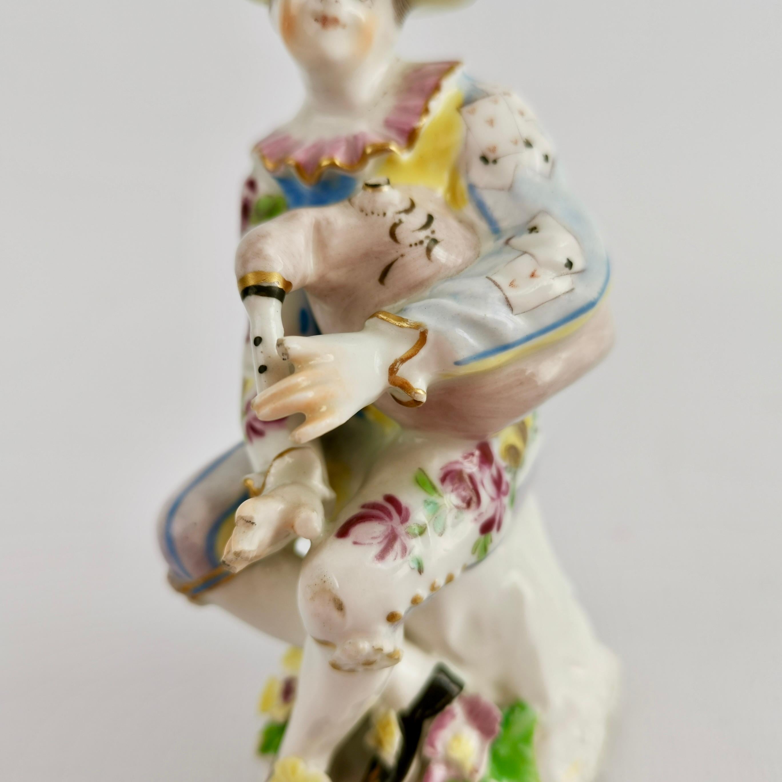 Bow Pair of Porcelain Figures, Arlecchino and Columbina, Rococo ca 1758 For Sale 2