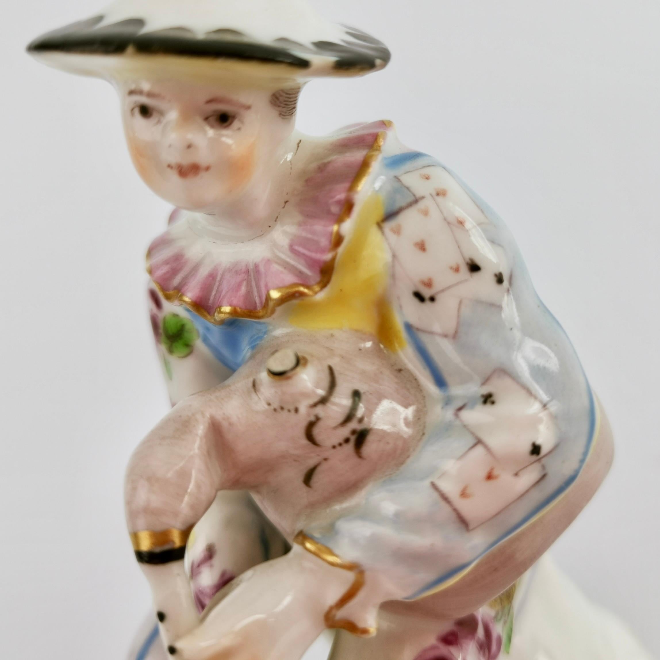 Bow Pair of Porcelain Figures, Arlecchino and Columbina, Rococo ca 1758 For Sale 3