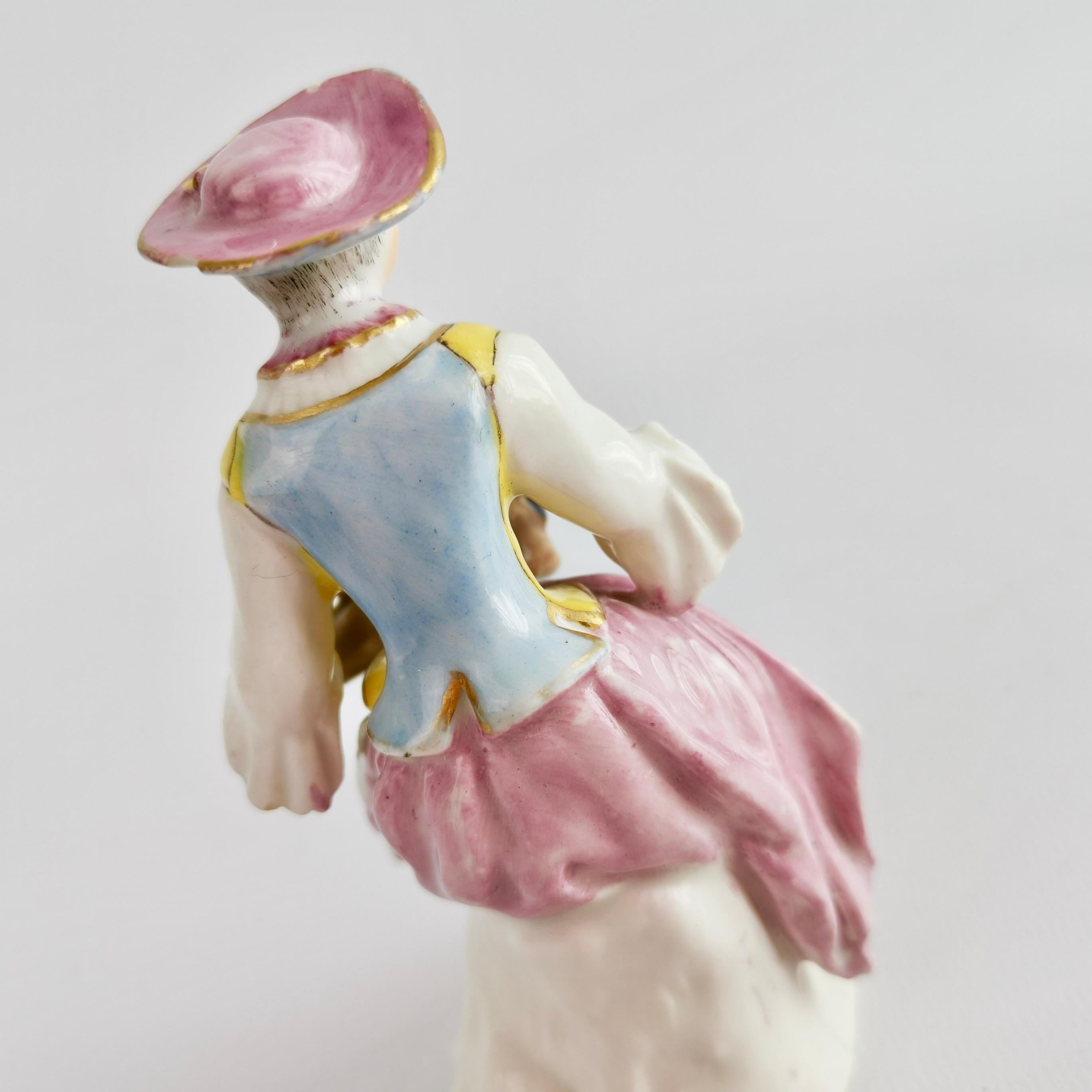 Mid-18th Century Bow Pair of Porcelain Figures, Arlecchino and Columbina, Rococo ca 1758 For Sale