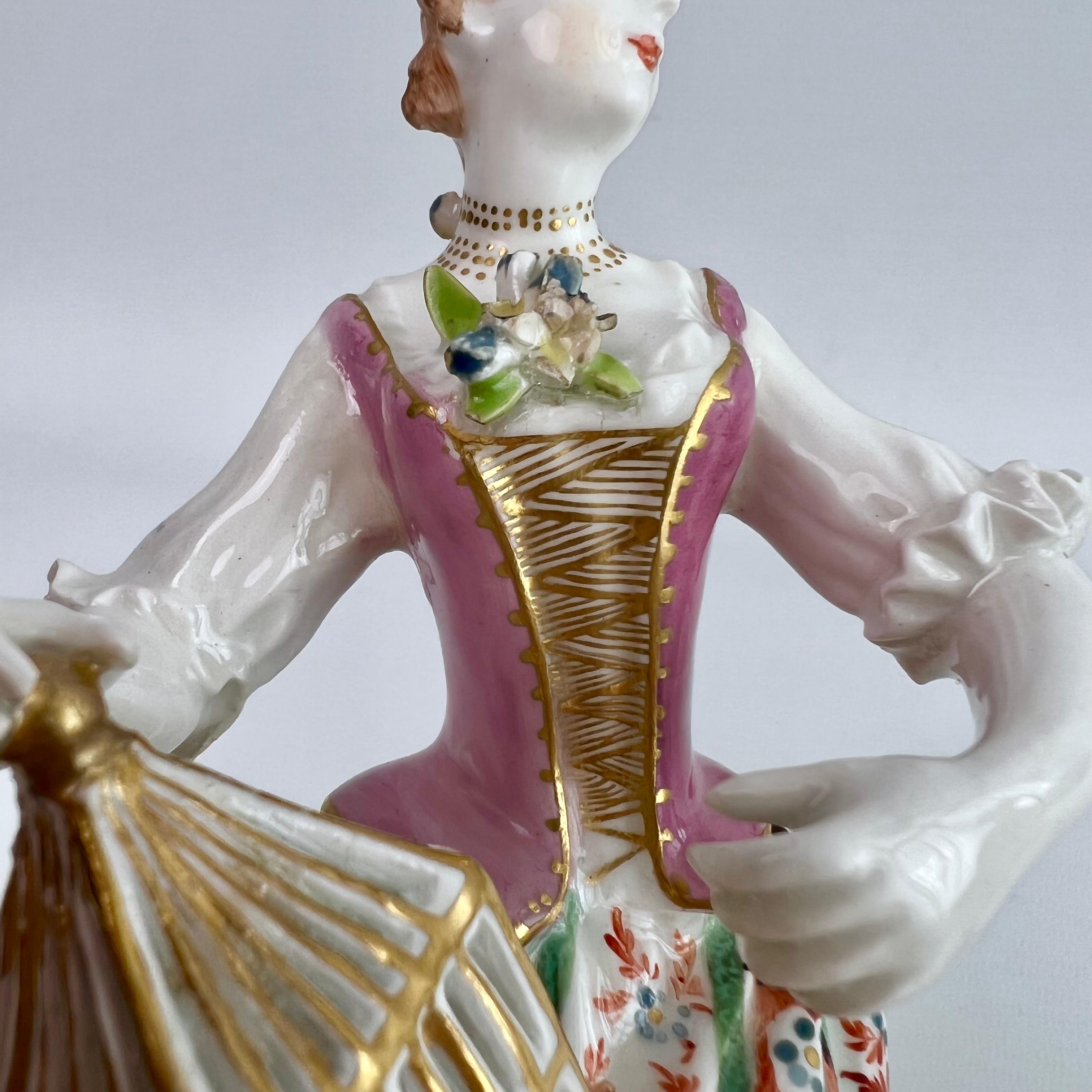 Hand-Painted Bow Pair of Porcelain Figures of Liberty & Matrimony, Rococo 1760-1764 For Sale
