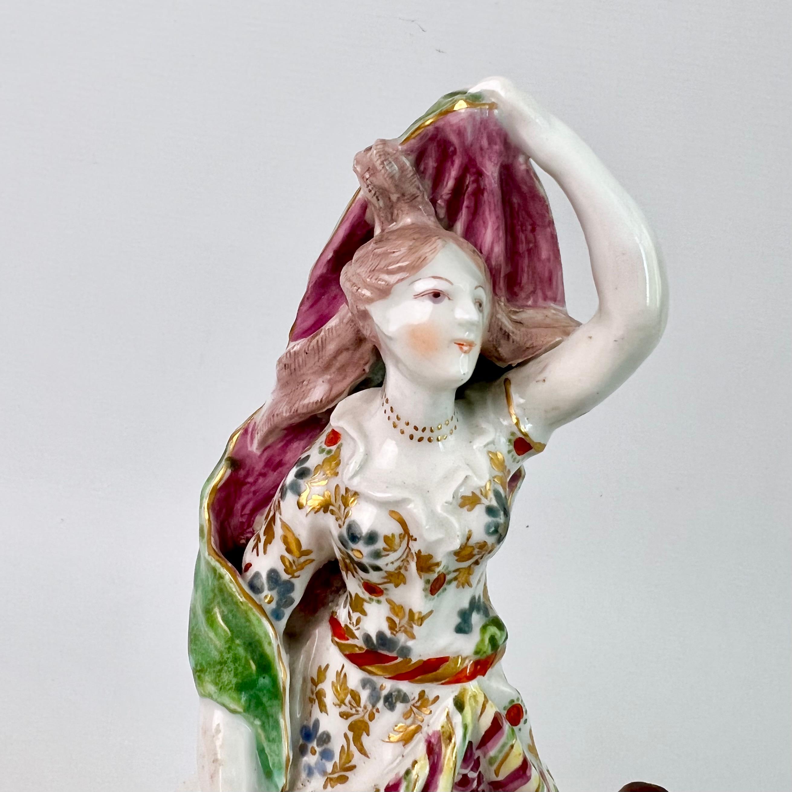 Hand-Painted Bow Porcelain Figure of Juno with Eagle 'Jupiter', Rococo Ca 1765 For Sale