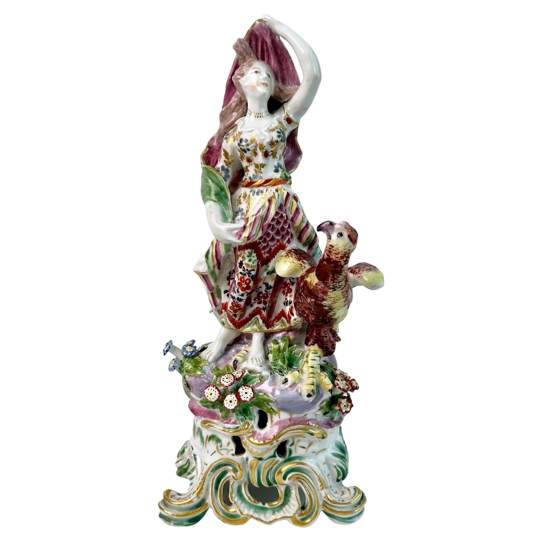 Bow Porcelain Figure of Juno with Eagle 'Jupiter', Rococo Ca 1765 For Sale