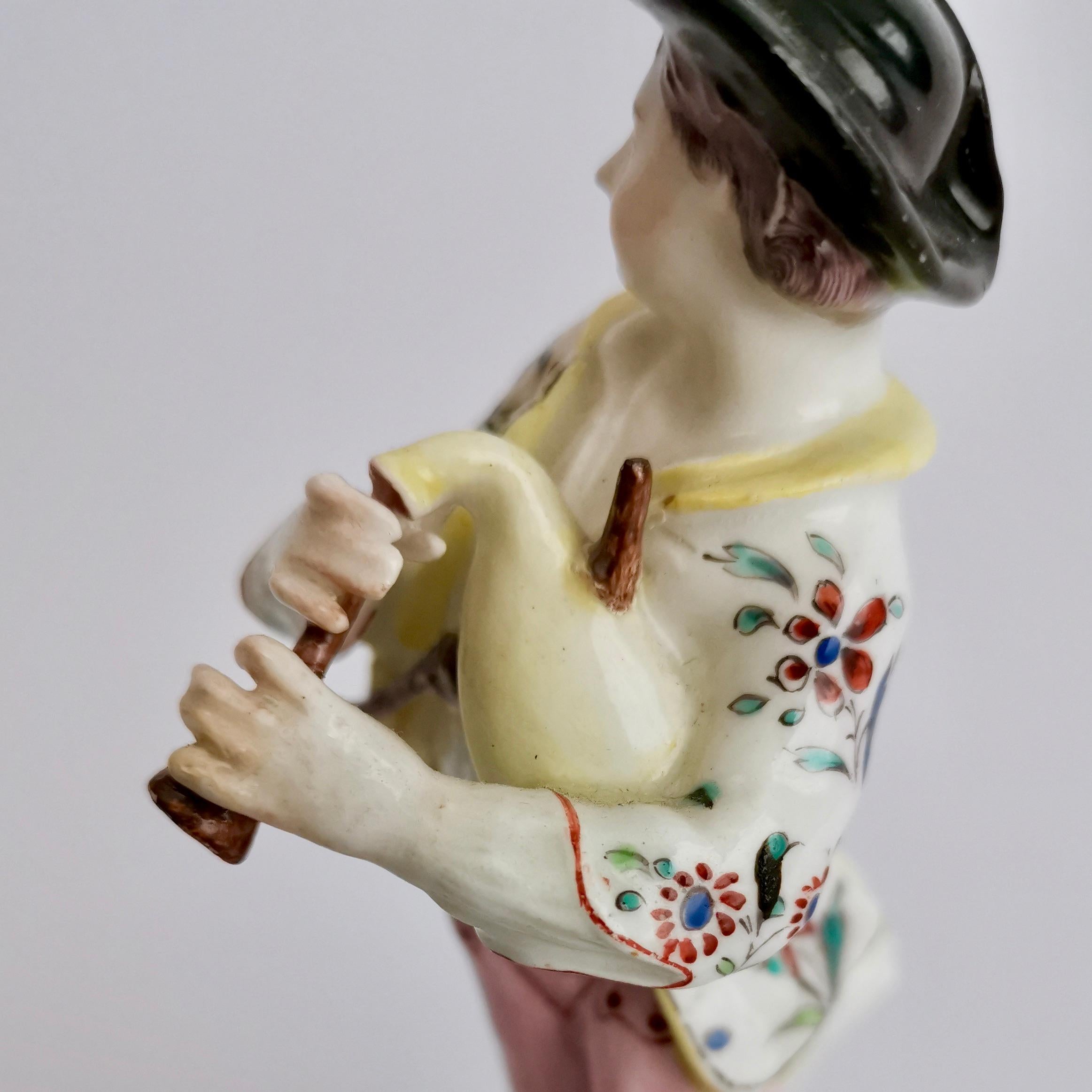 Bow Porcelain Figure, Shepherd Boy Piper with Dog, circa 1755 6