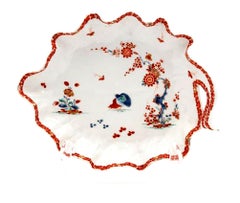 Bow Porcelain Kakiemon-Style Double Quail Pattern Cabbage Leaf Dish, circa 1758