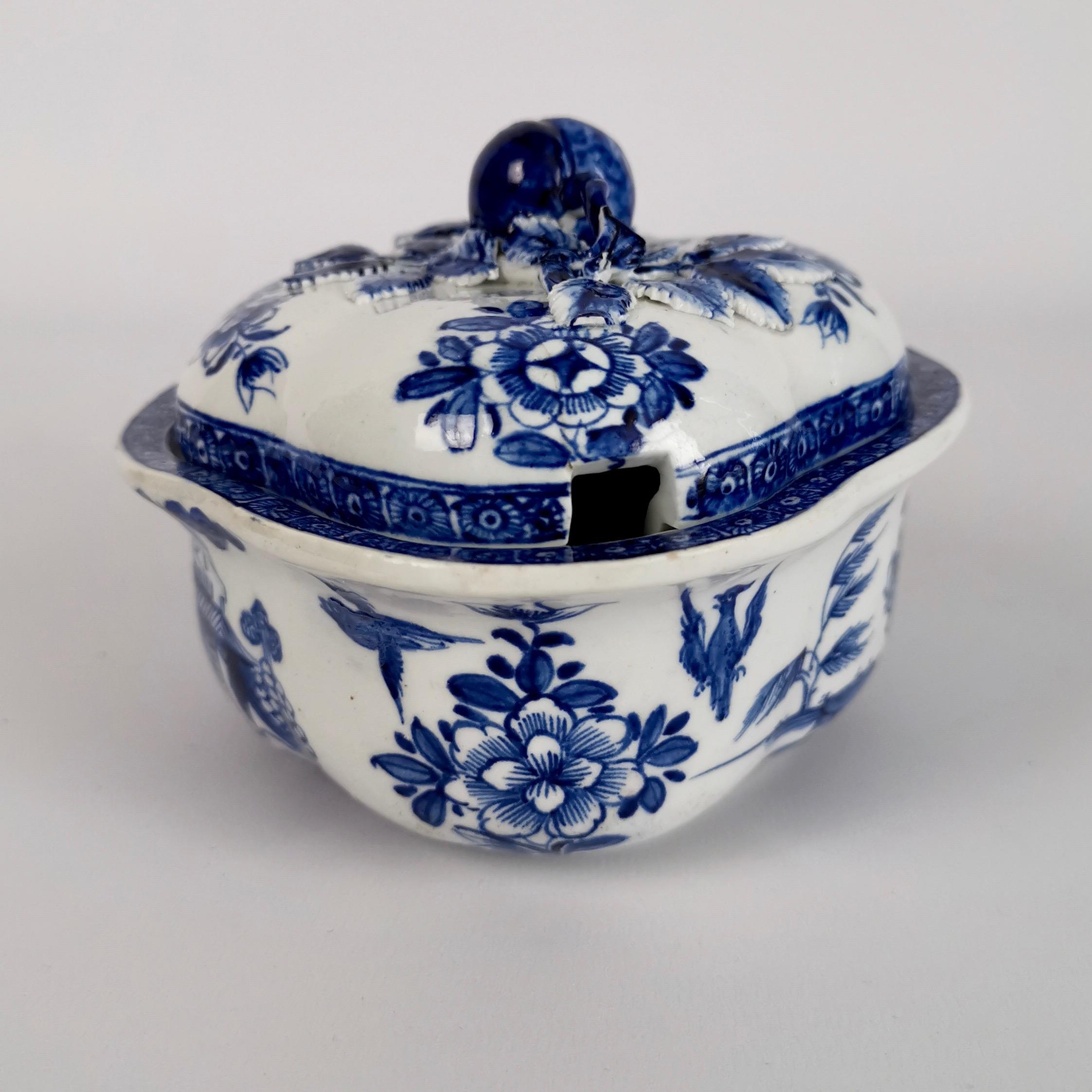 English Derby Porcelain Cream Pot with Cover, Blue and White, ca 1765