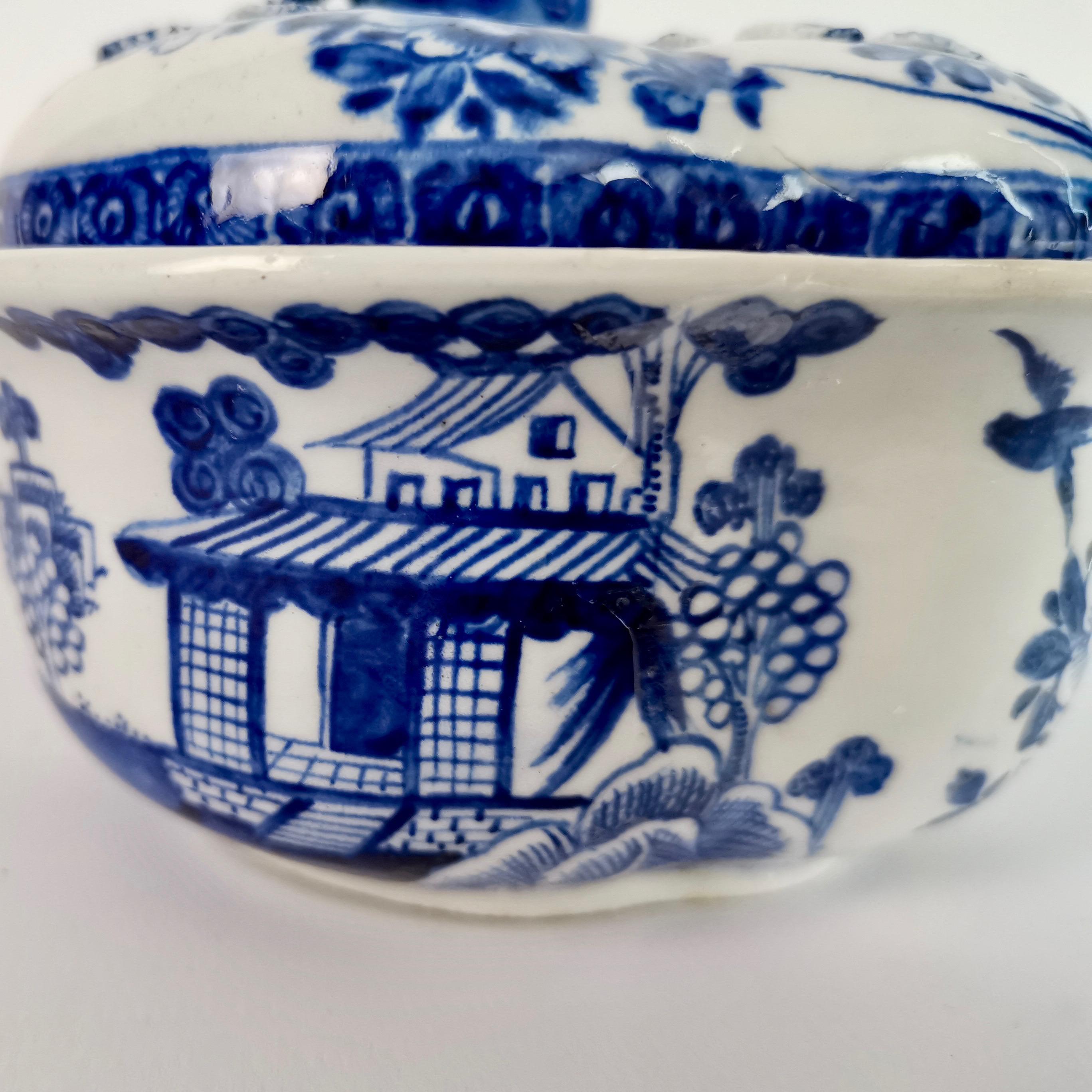 Derby Porcelain Cream Pot with Cover, Blue and White, ca 1765 1