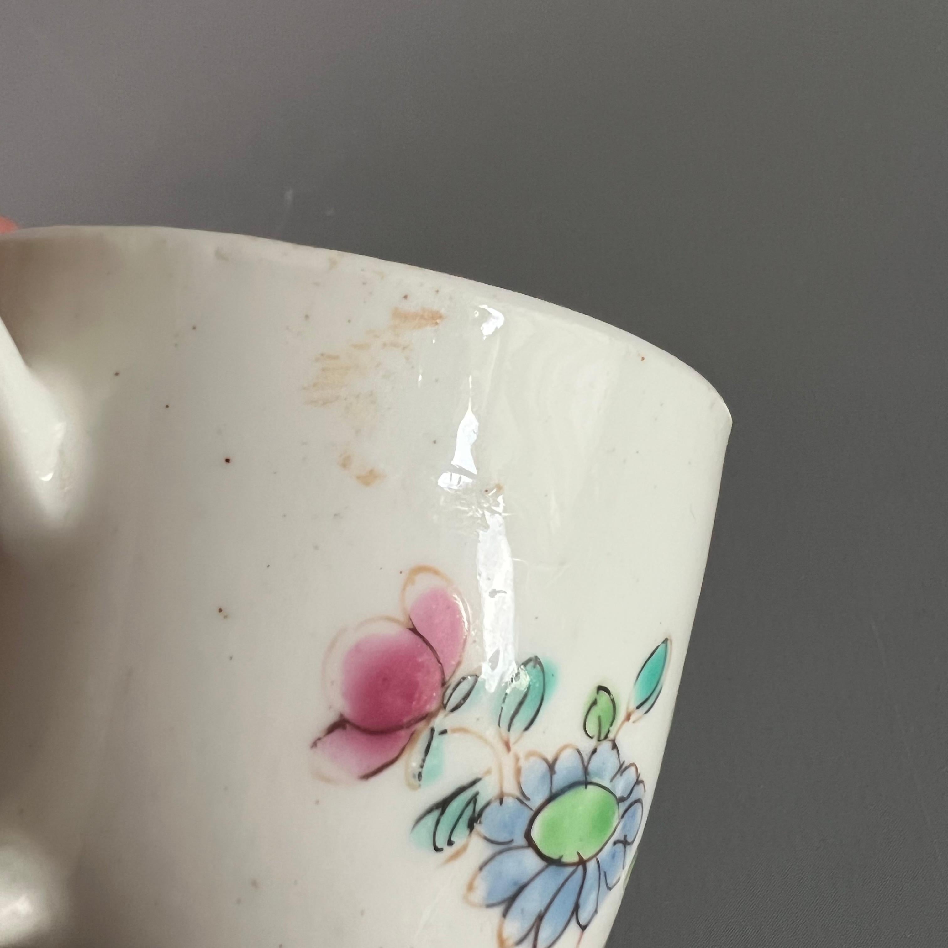 Bow Porcelain Orphaned Coffee Cup, Famille Rose Peony, circa 1755 For Sale 2