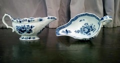 Bow Porcelain Pair of Blue and White Sauce Boats, circa 1760