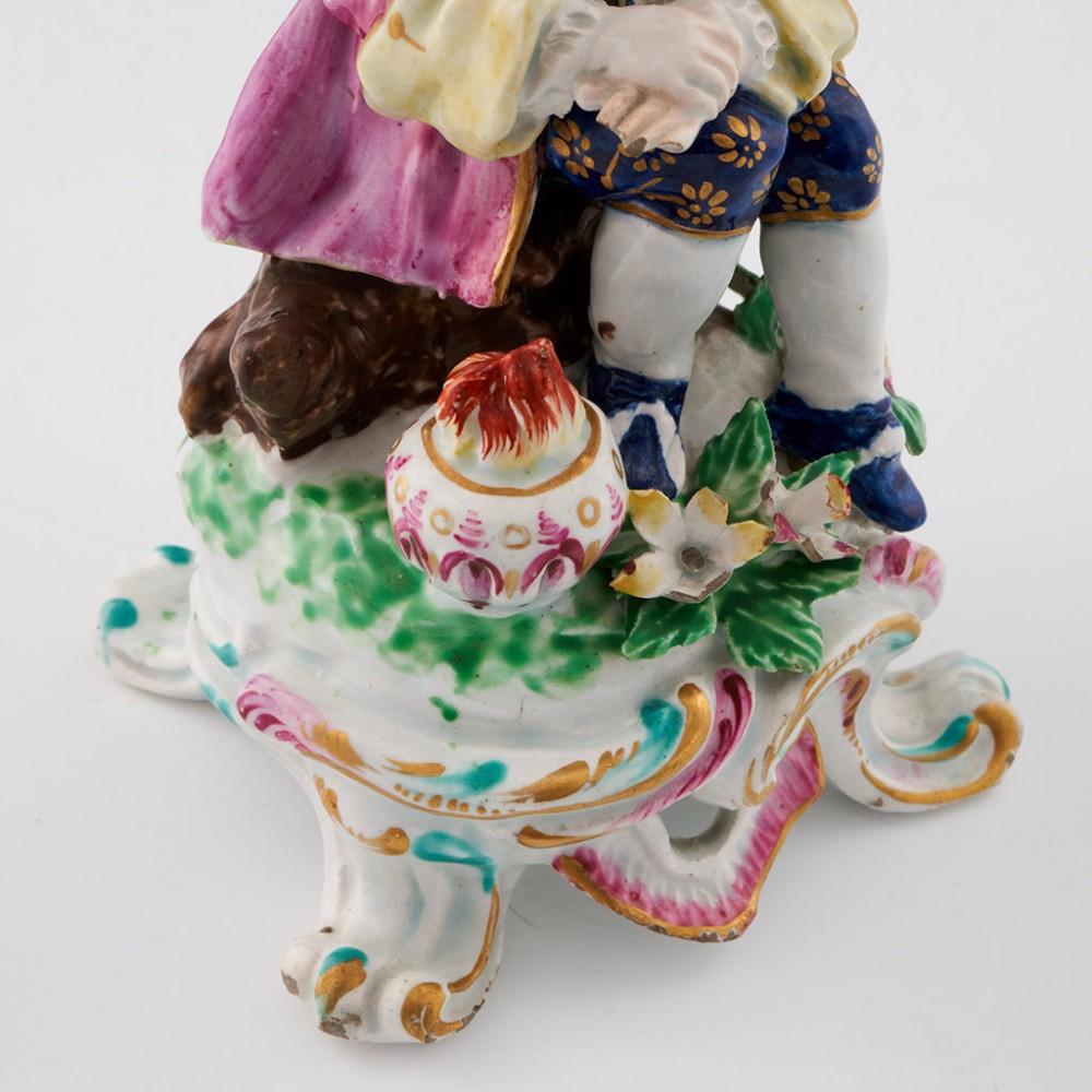 Bow Porcelain Seated Rustic Seasons Figure of Winter, c1765 en vente 1
