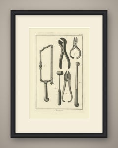 Bow Saw, Pincers, Nippers and Shears, Diderot Chirurgie Plate XXI, circa 1772