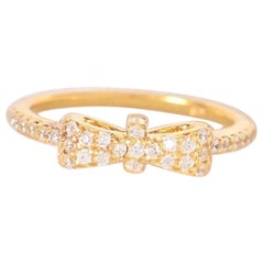 Bow Shaped Moissanite Ring For Her 14k yellow gold Minimalist Jewelry Gift .