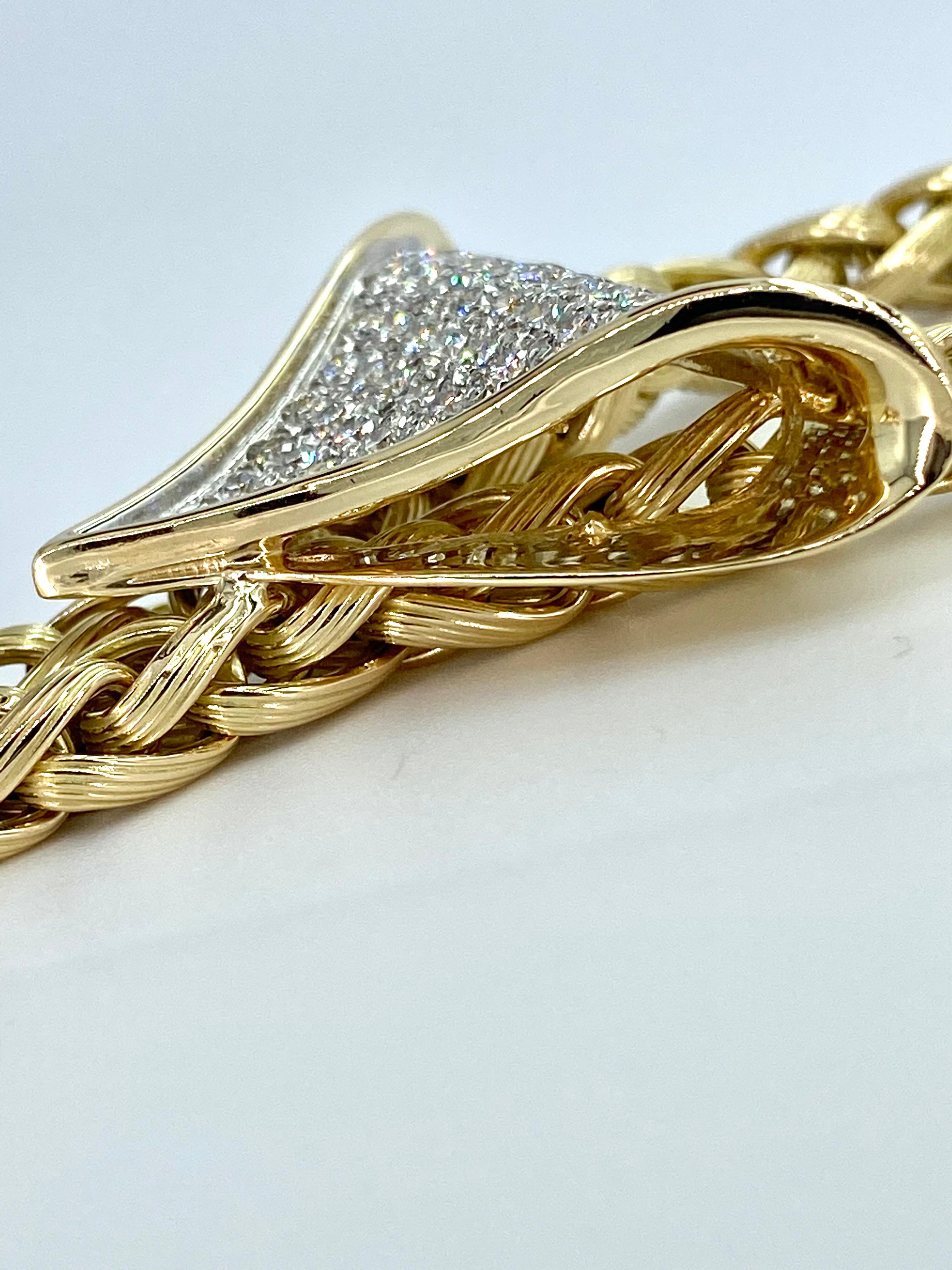 Schleife Style 14k Gold Franco Kette und Diamant-Halskette für Frauen im Angebot 4
