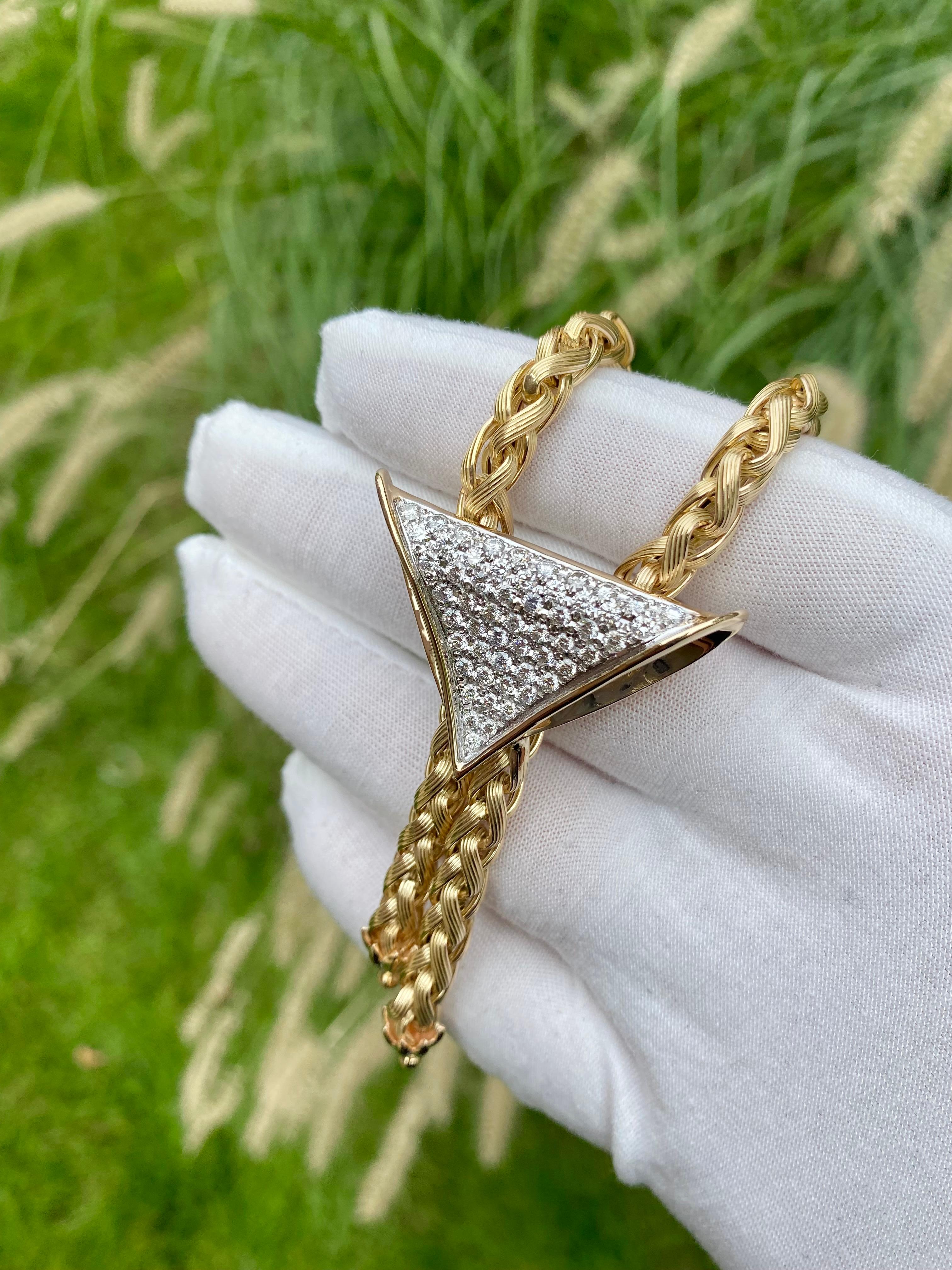 Schleife Style 14k Gold Franco Kette und Diamant-Halskette für Frauen (Moderne) im Angebot