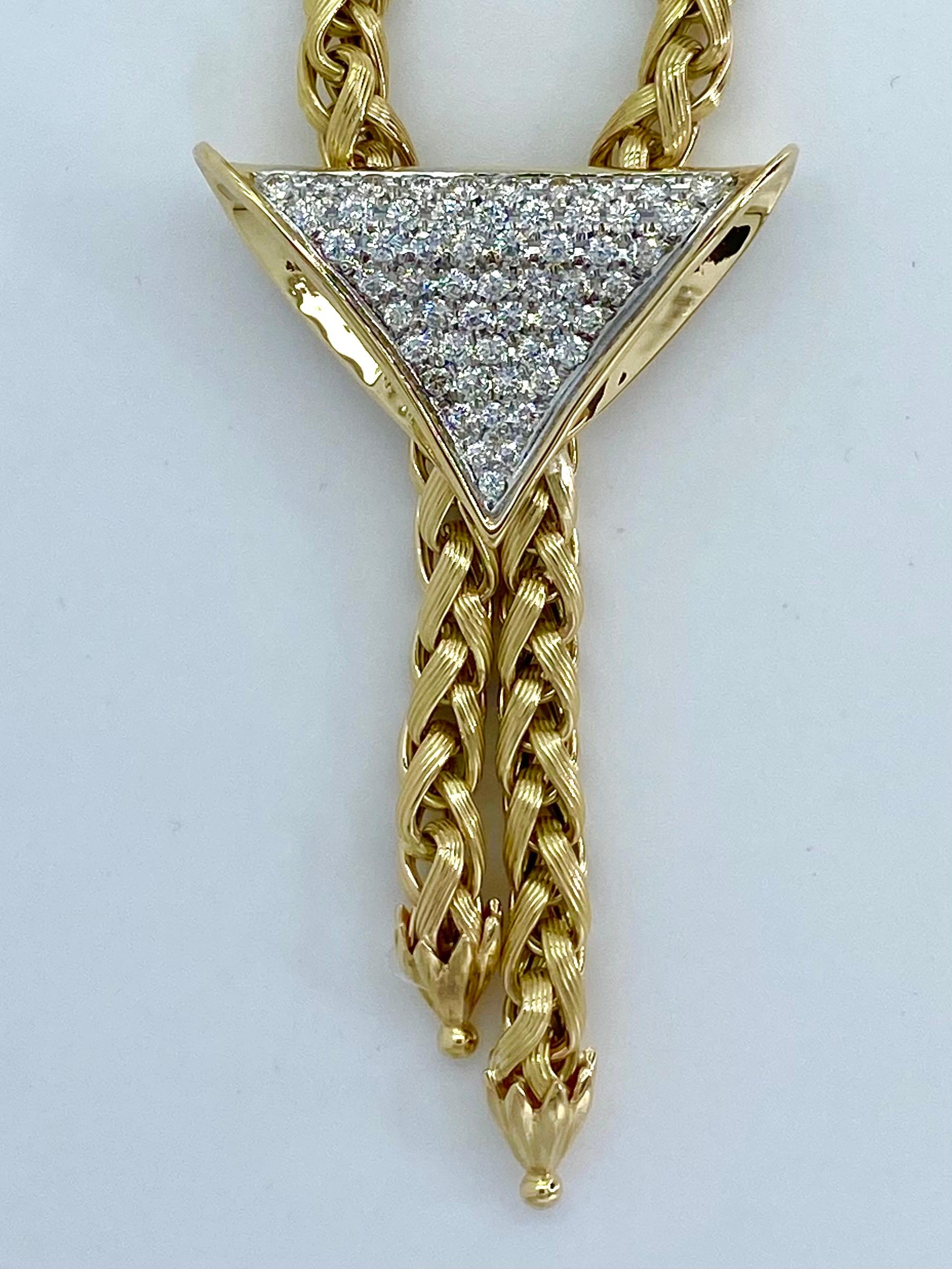 Schleife Style 14k Gold Franco Kette und Diamant-Halskette für Frauen Damen im Angebot