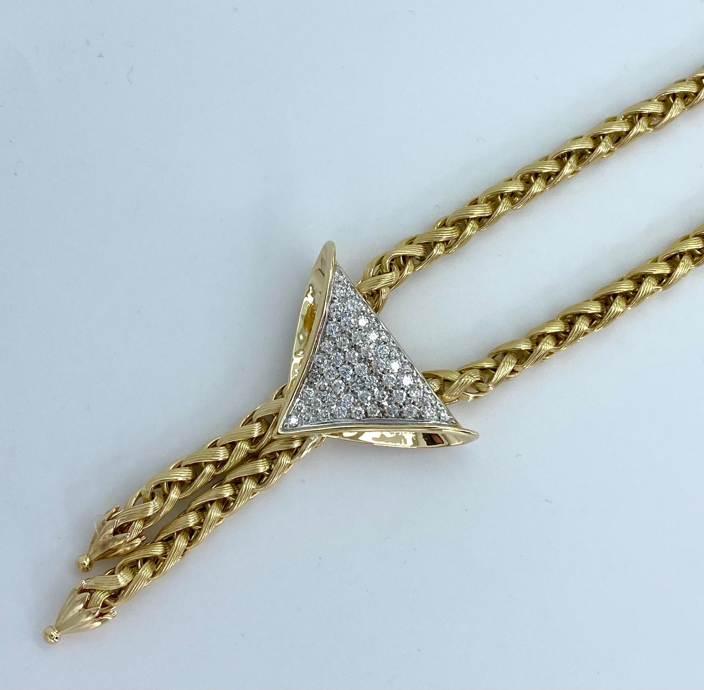 Women's Bow Style 14k Gold Franco Chain and Diamond Necklace for Women For Sale