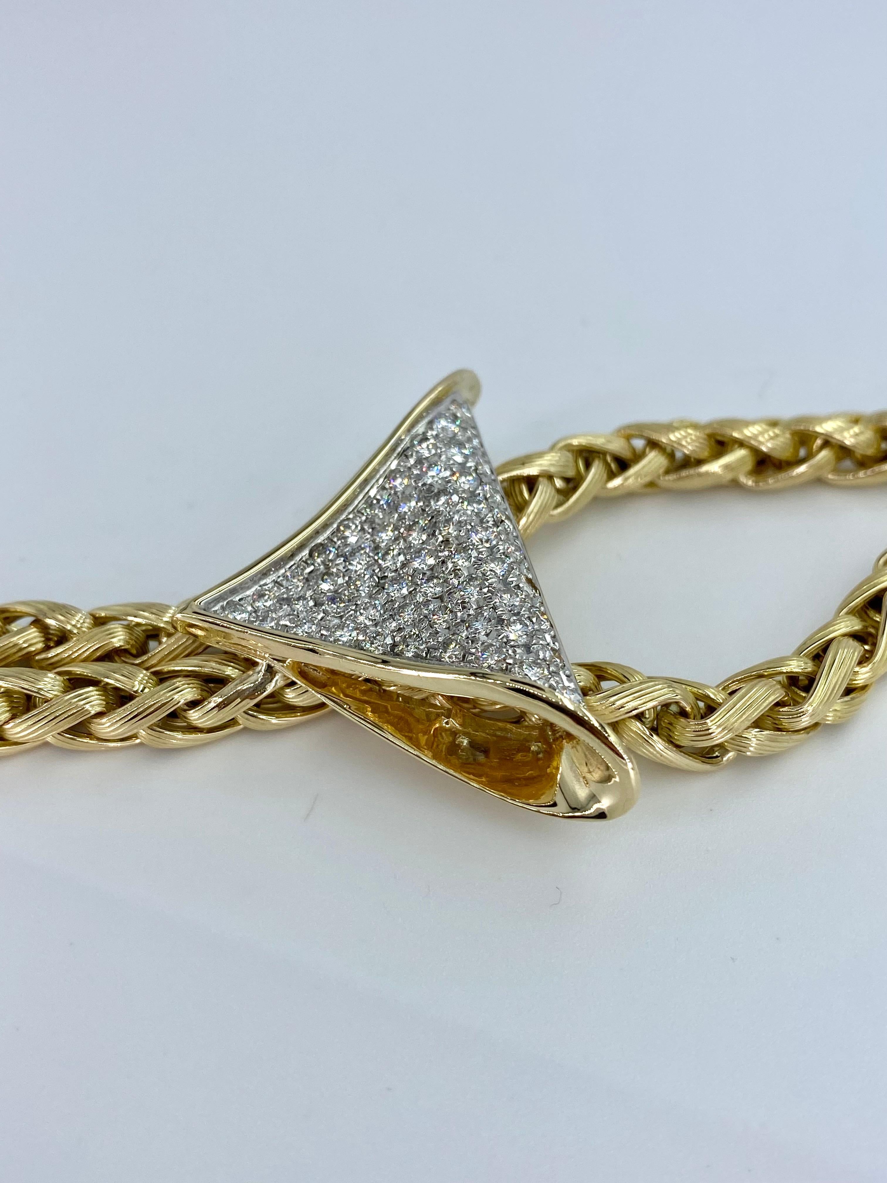 Schleife Style 14k Gold Franco Kette und Diamant-Halskette für Frauen im Angebot 2