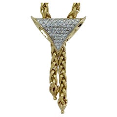 Used Bow Style 14k Gold Franco Chain and Diamond Necklace for Women