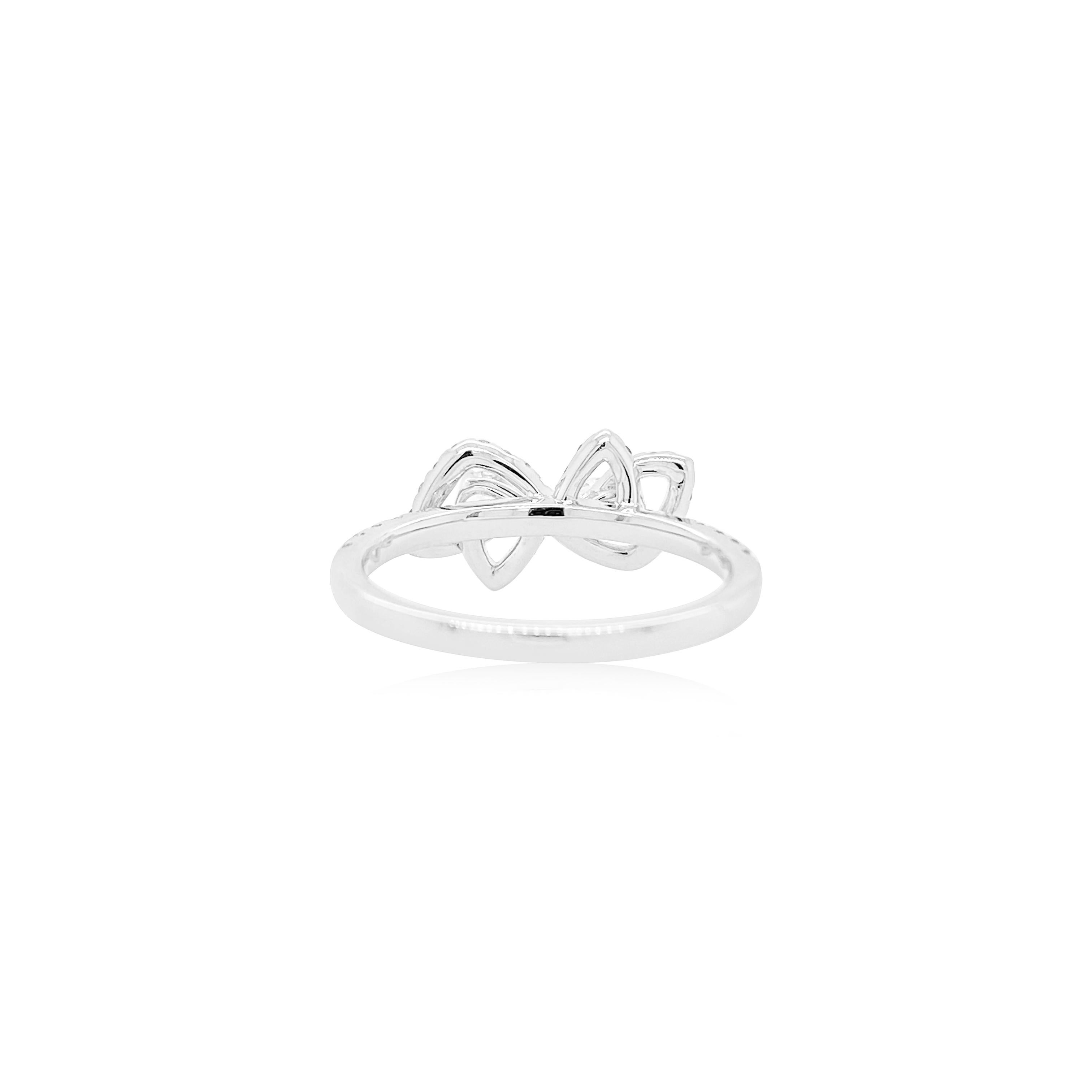 Pear Cut Bow Styled Ring with Pear Shape Diamonds For Sale