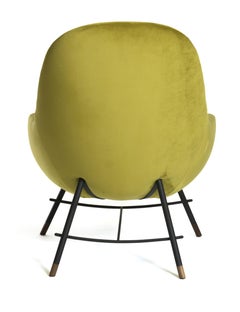 Bow Tall Armchair in Velvet Fabric by Mool