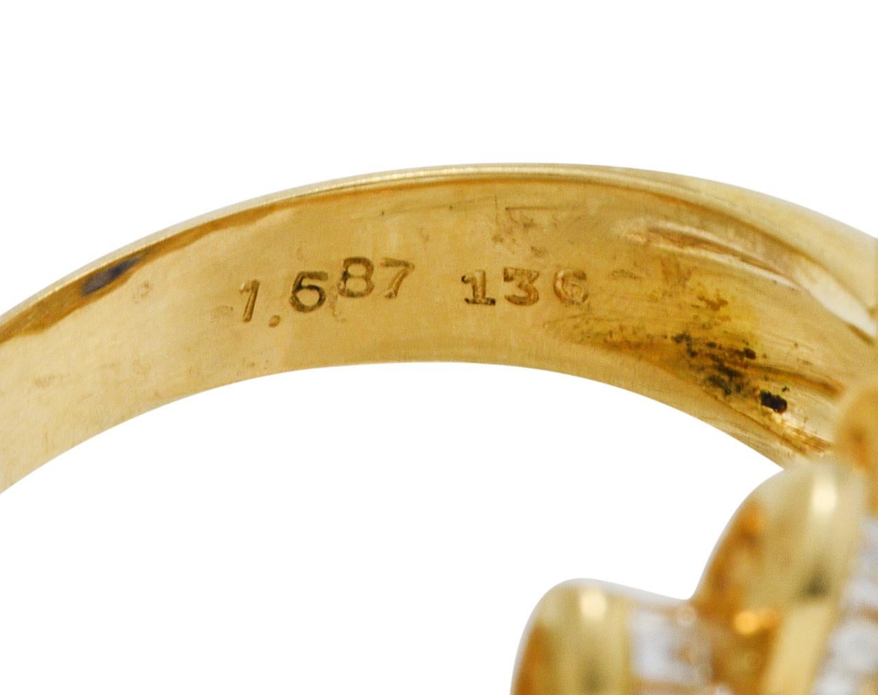 Bow Tie 2.94 CTW Sapphire Diamond 18 Karat Gold Cluster Ring For Sale 2