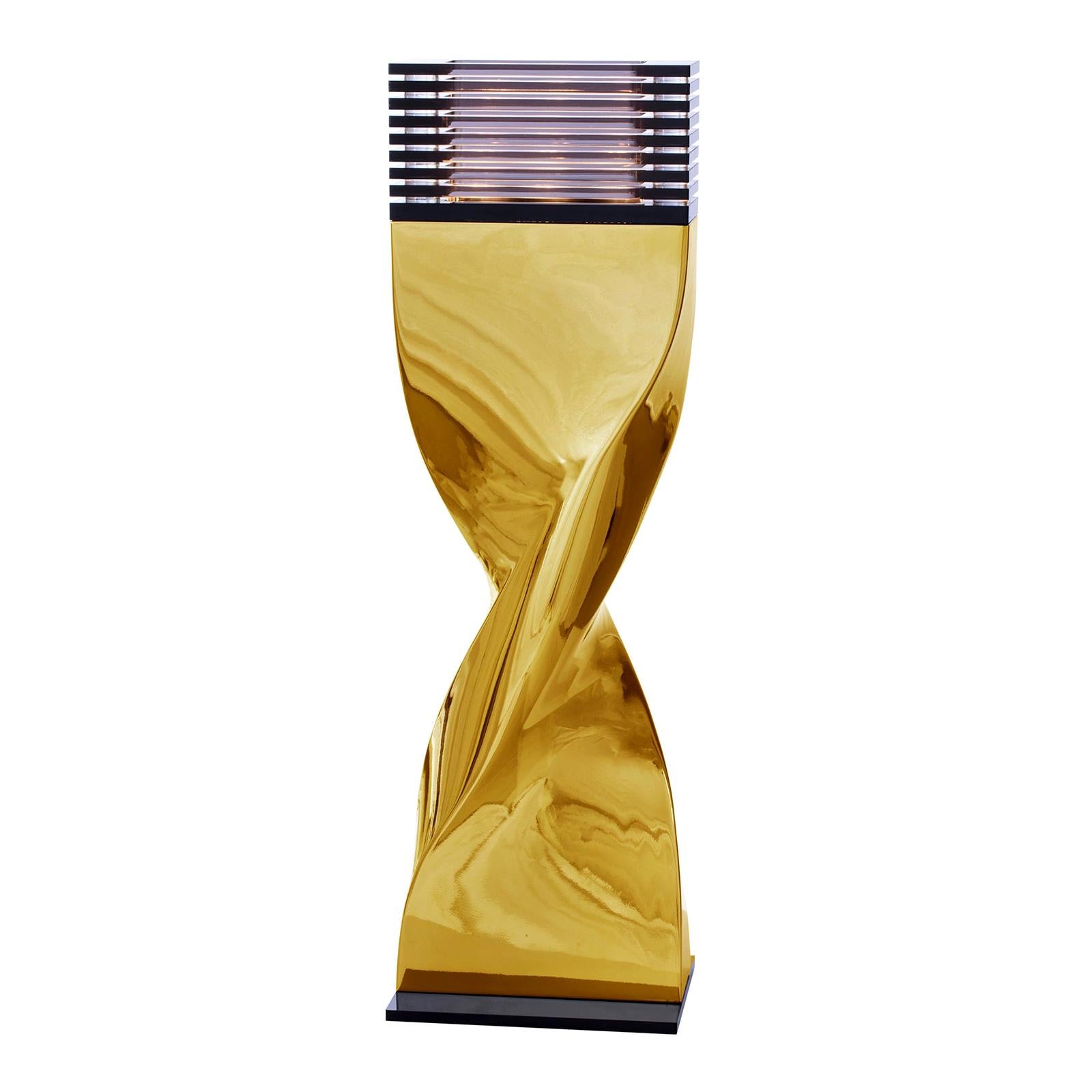 Bow Tie Alu Gold XL or L Table Lamp For Sale