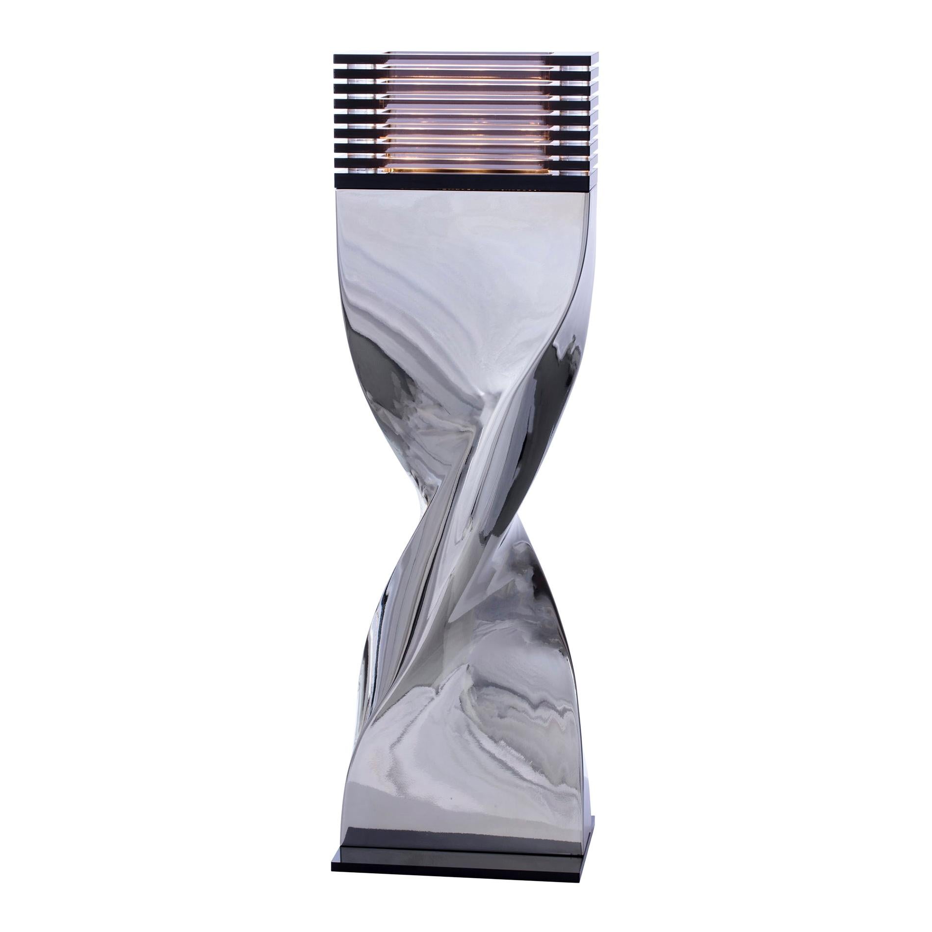 Bow Tie Alu Mirror XL or L Table Lamp For Sale