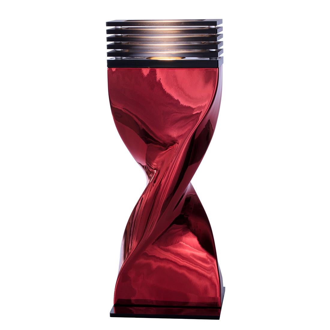 French Bow Tie Alu Red Extra Large or Large Table Lamp For Sale