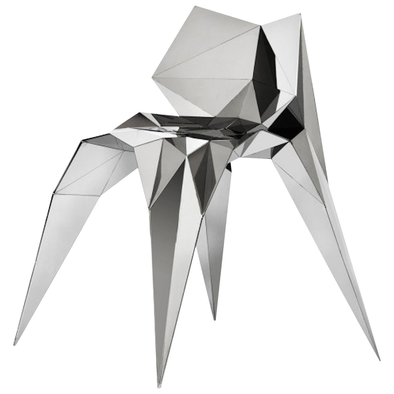 Bow Tie Chair in Mirror Finish Stainless Steel by Zhoujie Zhang For Sale