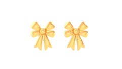 Bow Tie Kids Earrings, 18k Gold