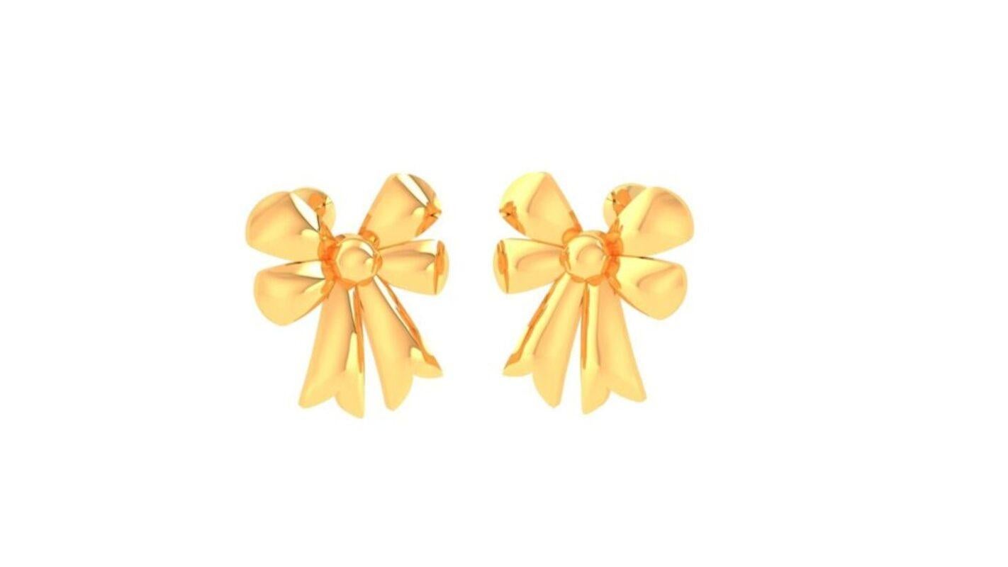 Bow Tie Kids Earrings, 18k Gold In New Condition For Sale In Leigh-On-Sea, GB
