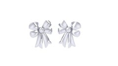 Bow Tie Kids Earrings, 18k White Gold