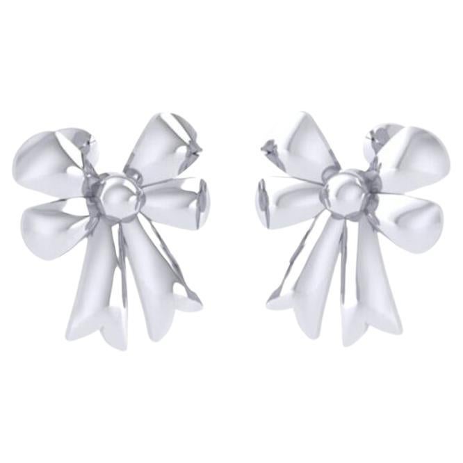 Bow Tie Kids Earrings, 18k White Gold For Sale