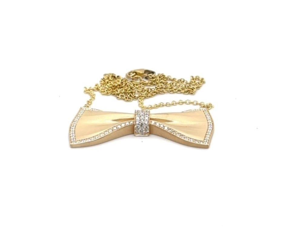 BOWBRCH - 18K Yellow Gold Bow Brooch Necklace For Sale 2
