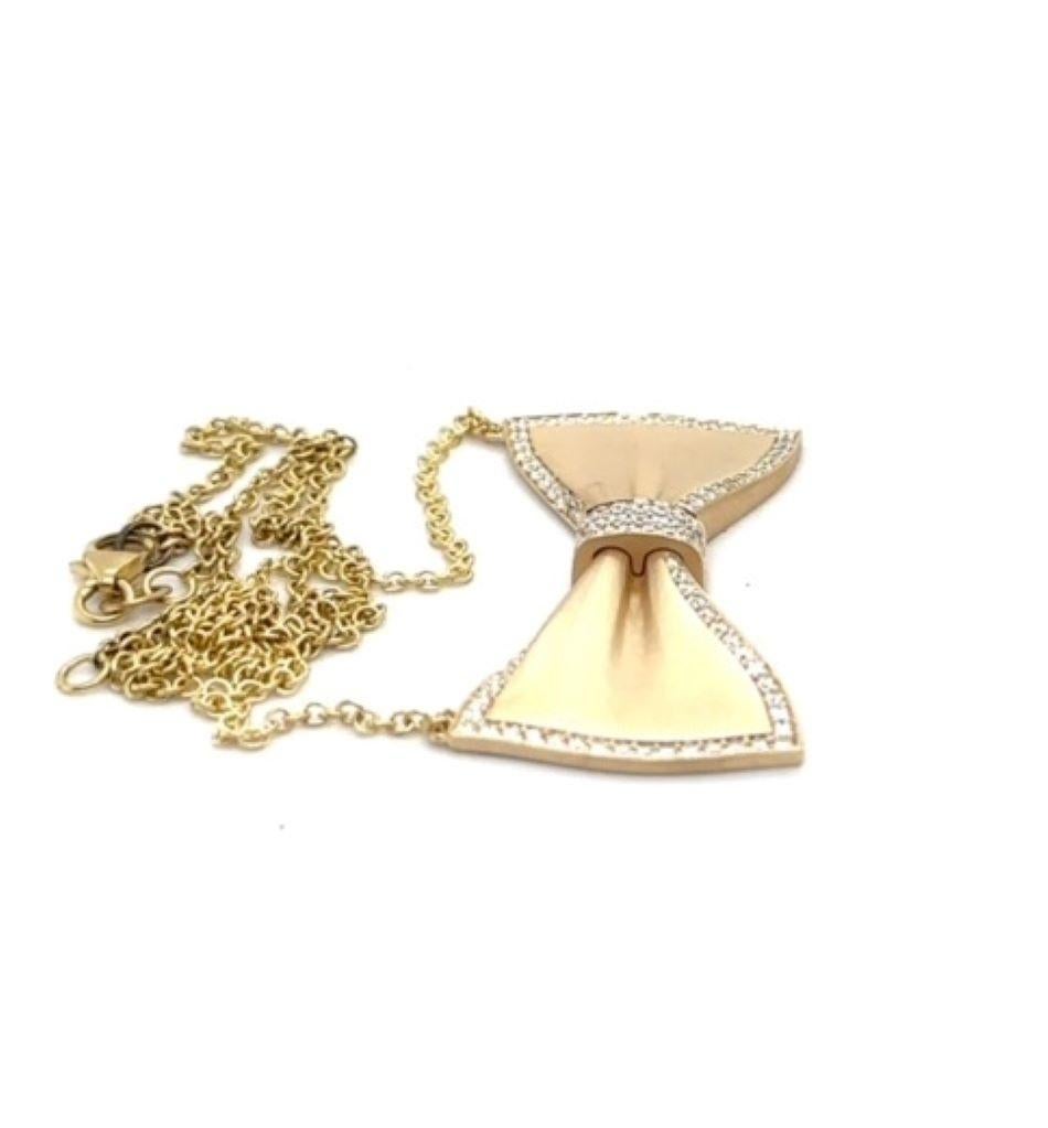 Modern BOWBRCH - 18K Yellow Gold Bow Brooch Necklace For Sale