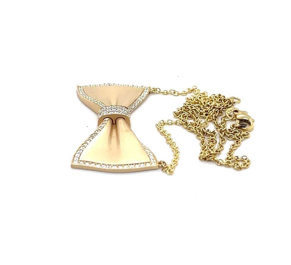 BOWBRCH - 18K Yellow Gold Bow Brooch Necklace For Sale 1