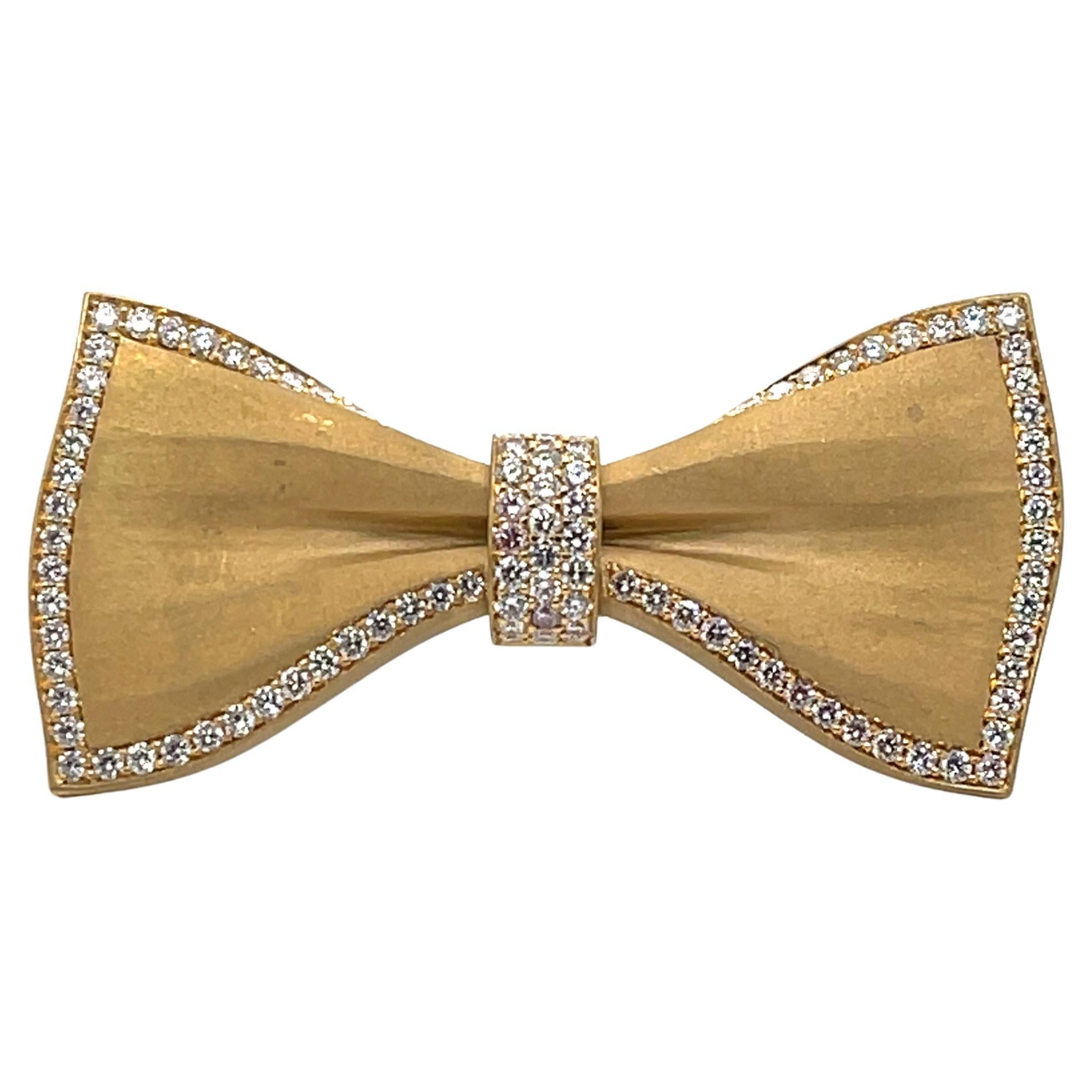 BOWBRCH - 18K Yellow Gold Bow Brooch For Sale
