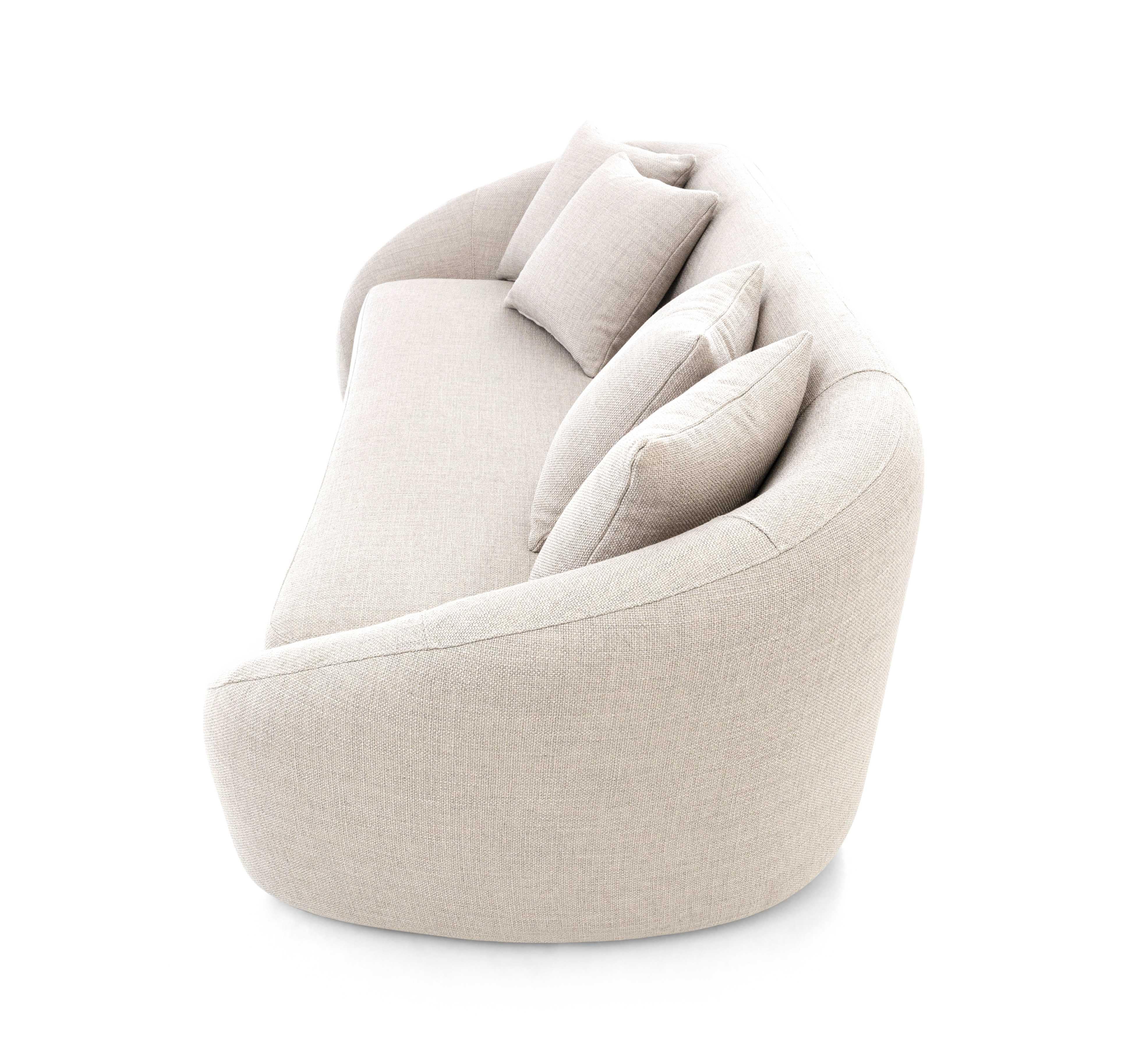 Anpassbares 3-Sitzer-Sofa mit hellgrauem Stoff und Kissen, geschwungenes Design (Brasilianisch) im Angebot