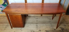 Bowed Front Solid Cherry Desk with Suspended Drawers Maine Studio 1980s