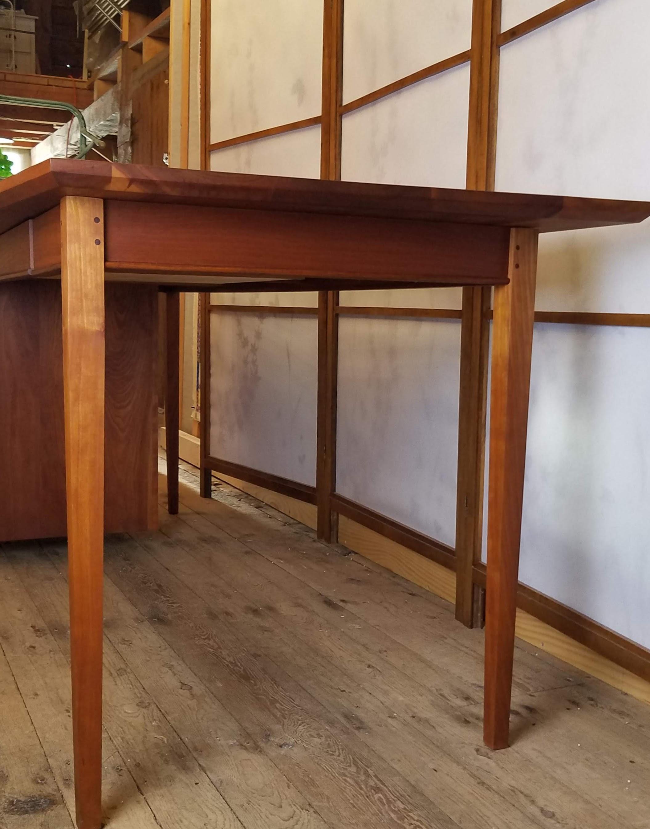 Late 20th Century Bowed Front Solid Cherry Desk with Suspended Drawers Maine Studio 1980s For Sale