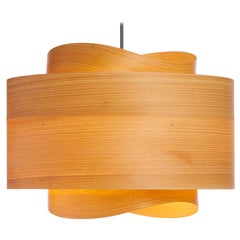 Wood & Bowen Pendentif chandelier 17,5" en placage de bois de cyprès du milieu du siècle