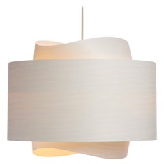 BOWEN, lampe à suspension moderne du milieu du siècle dernier, blanc Eco Wood 17.5"