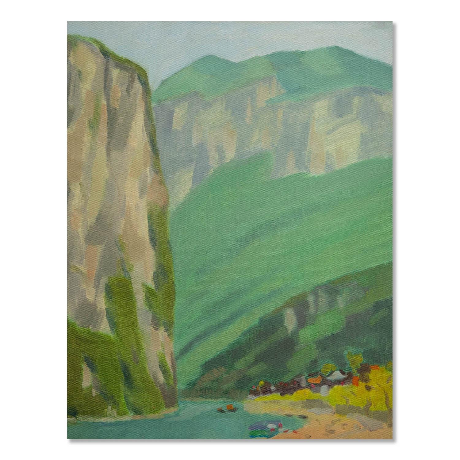 Landscape Painting di Bowen Yang - Paesaggio di Yang Yang Olio su tela originale "Paesaggio"