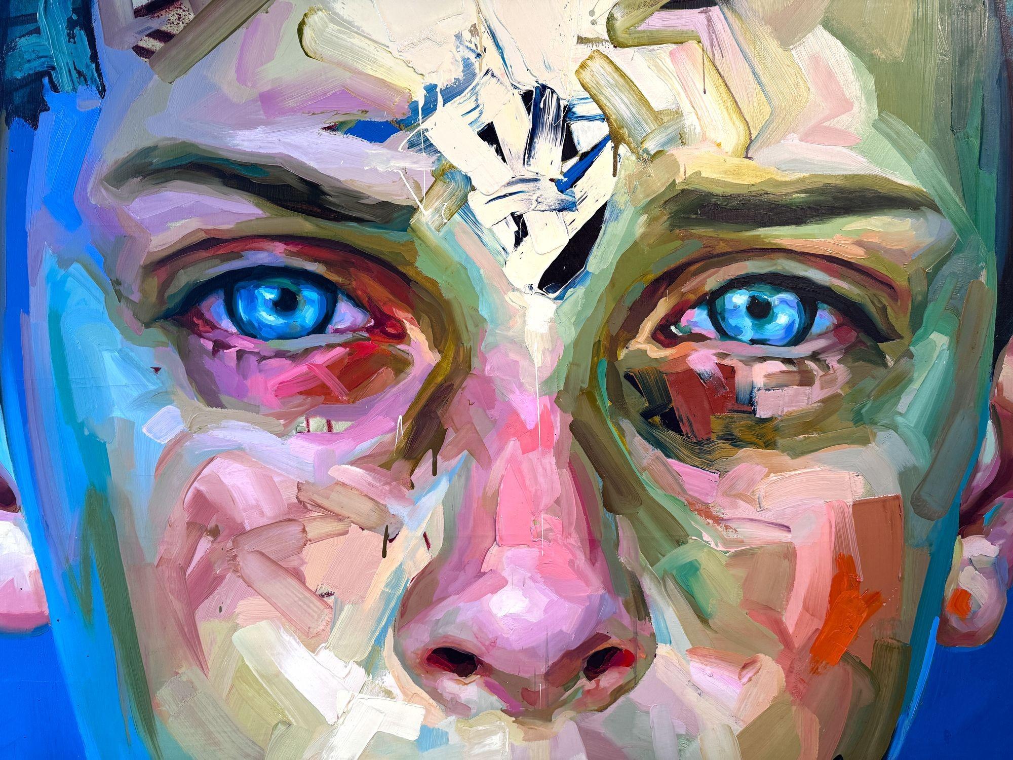 Justin Bower 'Blue Boy 2' Abstract Oil on Canvas Featured in Landman Series For Sale 5