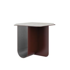 Bowery Side Table Made in Portugal By Porus Studio Stainless Steel Marble